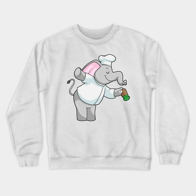 Elephant as Chef with Salt shaker Crewneck Sweatshirt by Markus Schnabel